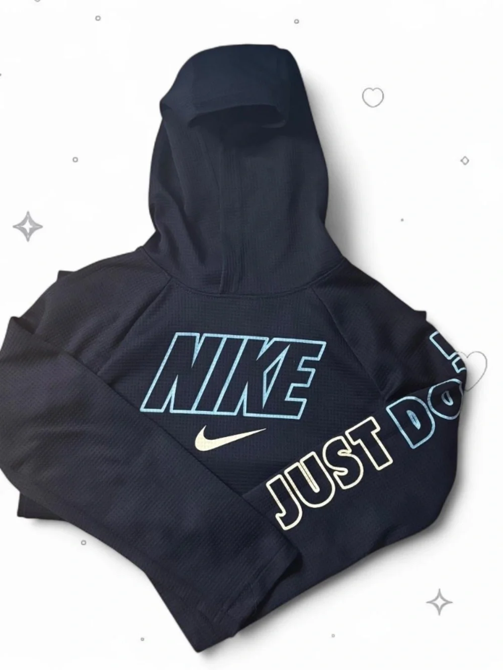 Nike Boys Size 7 Navy Blue Dri-FIT Just Do It Sleeve Pullover Hoodie